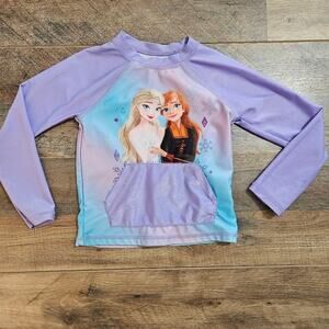 Frozen Shirt Purple Girls Kangaroo Pocket Bling Long Sleeve 5T Elsa Anna Swim